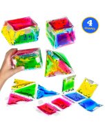 Foldable Sensory Gel Filled Liquid Toy 3D Shaped - 4 Pack | Sensory Equipment | Fidget and Toys for Children | Playlearn USA